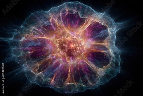Abstract Cosmic Nebula: Vibrant Glowing Energy Burst