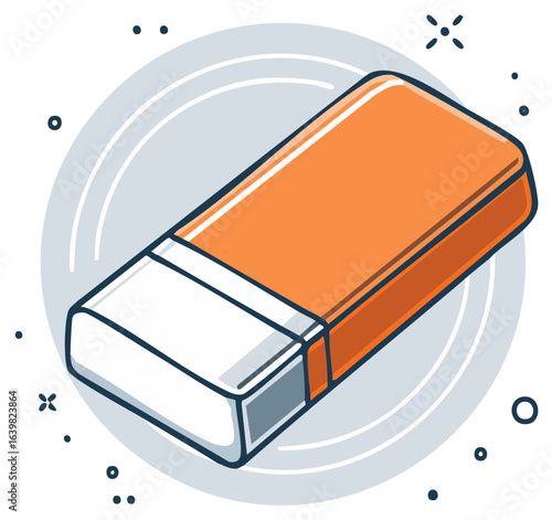 Stylized illustration of a rectangular eraser with modern design.