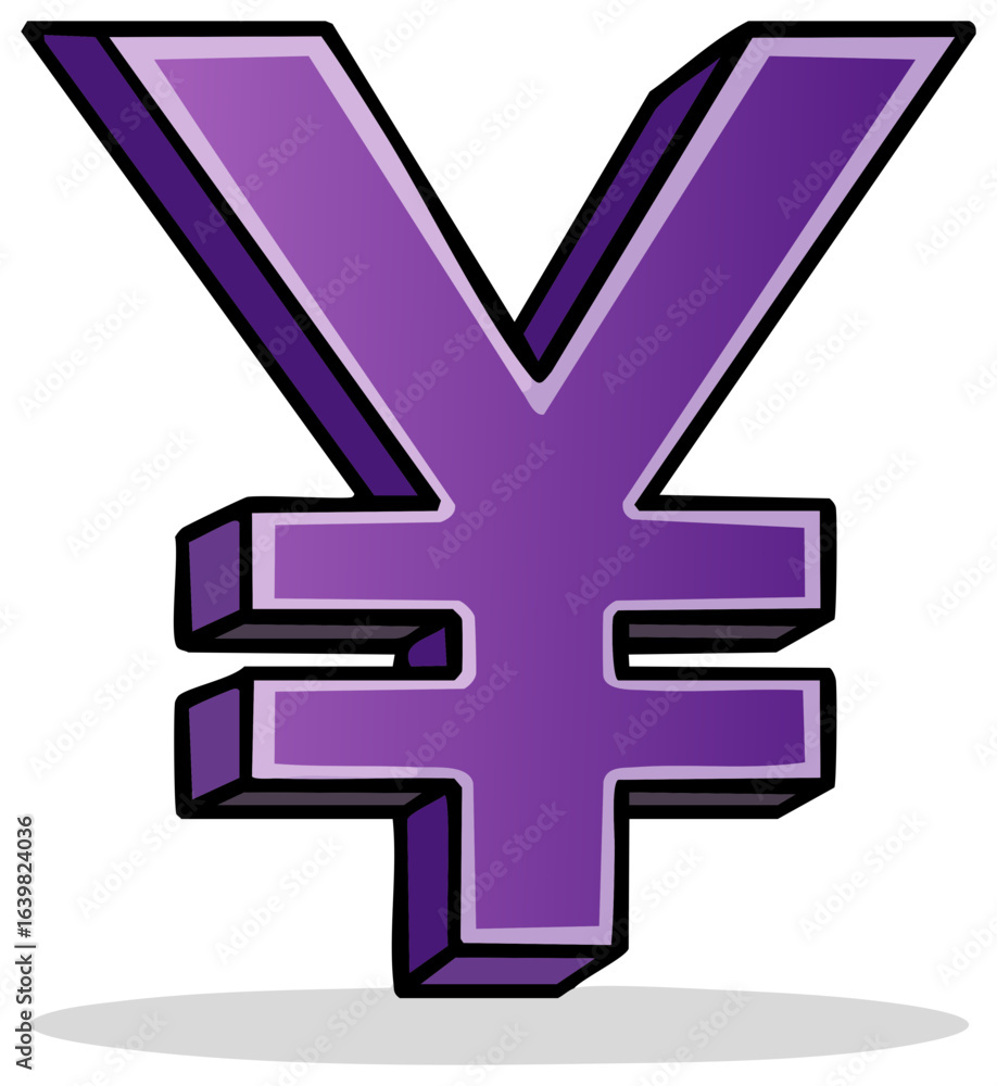 Obraz premium Purple 3D Yen Currency Symbol Finance Money Symbol Illustration