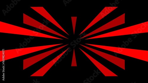 Abstract red and black radial animation design with dynamic geometric rays, ideal for motion graphics, backgrounds, and visual effects