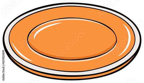 Clean Orange Plate with Rim and Highlights