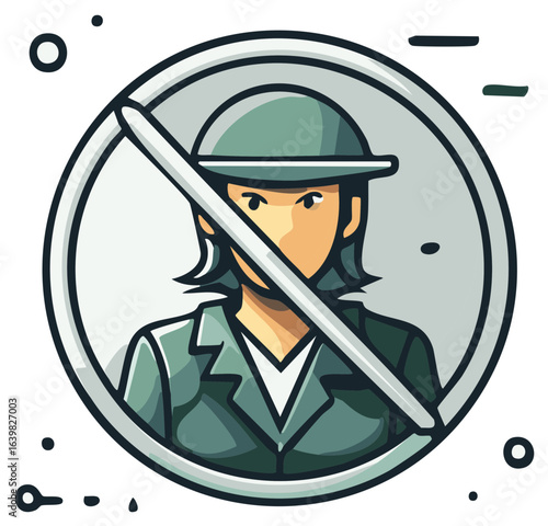 No entry allowed for persons in uniform or military personnel symbol