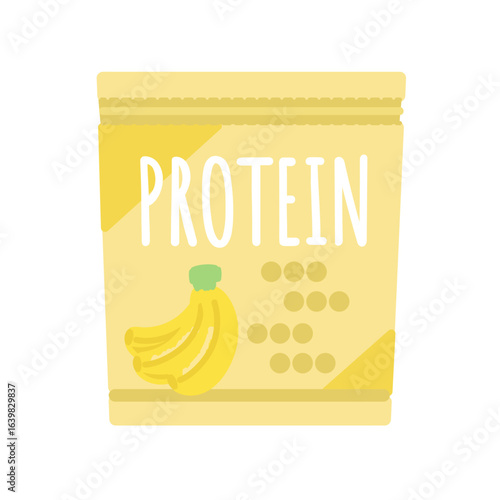 袋に入ったプロテイン（バナナ）　イラスト
