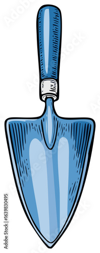 Hand Drawn Blue Garden Trowel Gardening Tool Illustration Cultivation