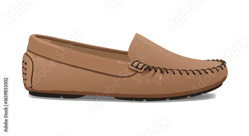 Stylish Casual Leather Moccasins for Comfortable Everyday Wear in Neutral Brown Color with Classic Stitch Detailing