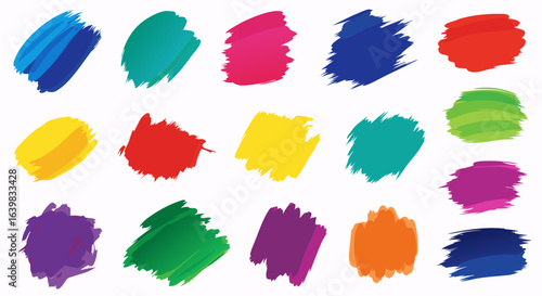 Vibrant Collection of Color Swatches with Dynamic Brushstrokes Showcasing a Wide Palette of Bright and Bold Hues for Artistic Inspiration and Design
