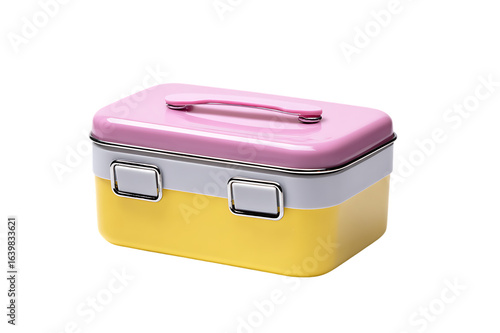 Charming Pastel Pink and Yellow Stainless Steel Lunch Box with Handle