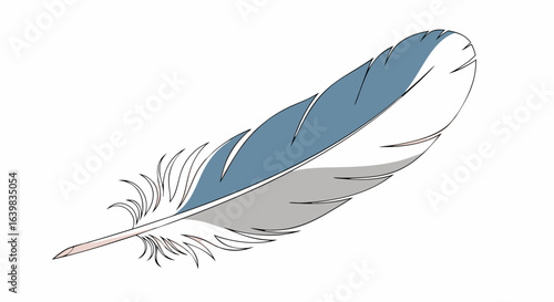 Elegant illustration of a delicate feather showcasing subtle color gradients and detailed linework for artistic and natural inspiration