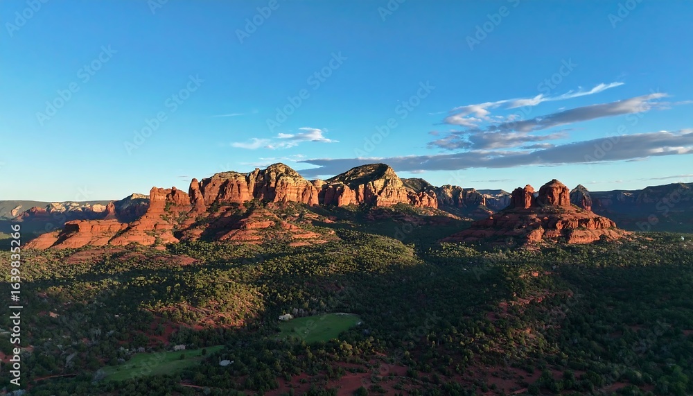 Fototapeta premium Red rock landscape under a clear sky.