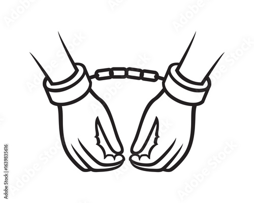 Handcuffed Hand Front View Silhouette Style
