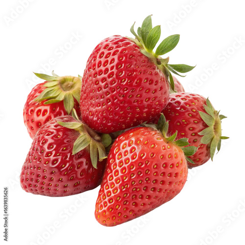 Bunch of Strawberries Isolated on Transparent Background