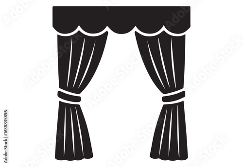 Elegant Black and White Curtain Illustration for Interior Design and Decoration Projects Room Privacy and Light Control