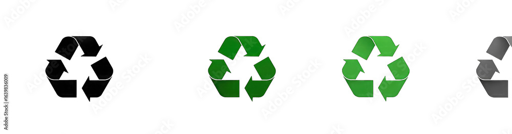 Fototapeta premium Three variations of a pixelated recycling symbol (2)