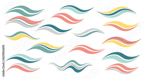 Abstract colorful wave patterns in soft pastel shades creating a smooth dynamic flow visual background design