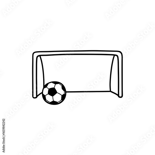 Soccer Ball and Goal Representing Football Game and Sports Activity