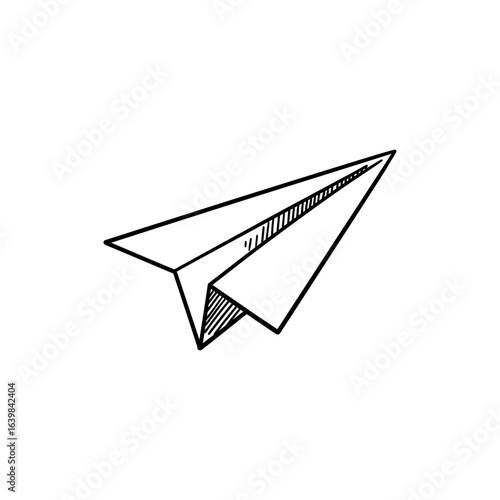 Paper Plane Mid-Flight with Folding Lines Visible in Air