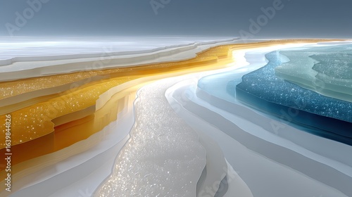 Abstract Fluid Motion with Gold Blue and White Mineral Tones