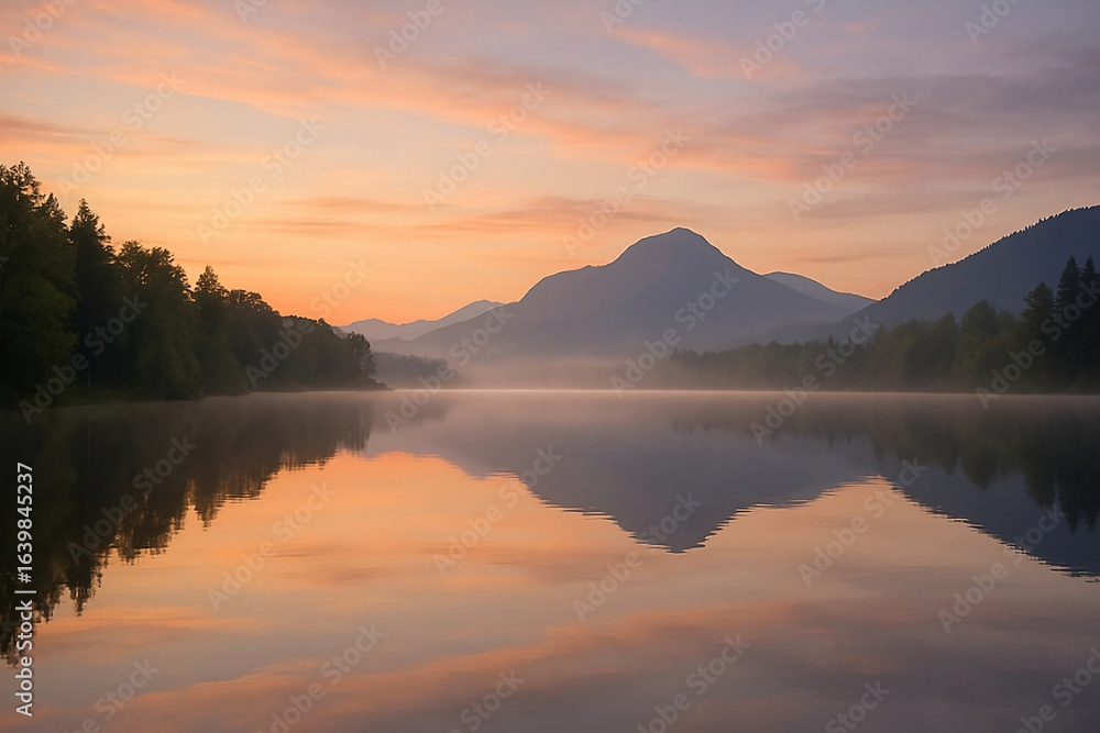 Fototapeta premium sunset over lake