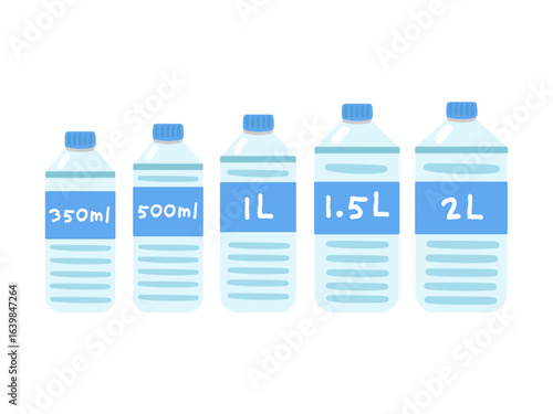 水　ペットボトル　サイズ別　イラストセット