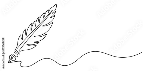 One continuous line of pen writing on a sheet. Vector illustration. 