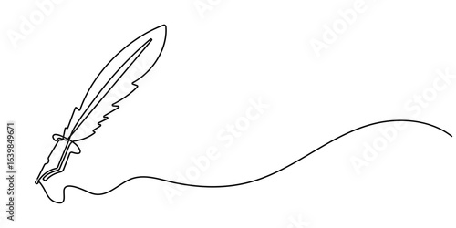 One continuous line of pen writing on a sheet. Vector illustration. 