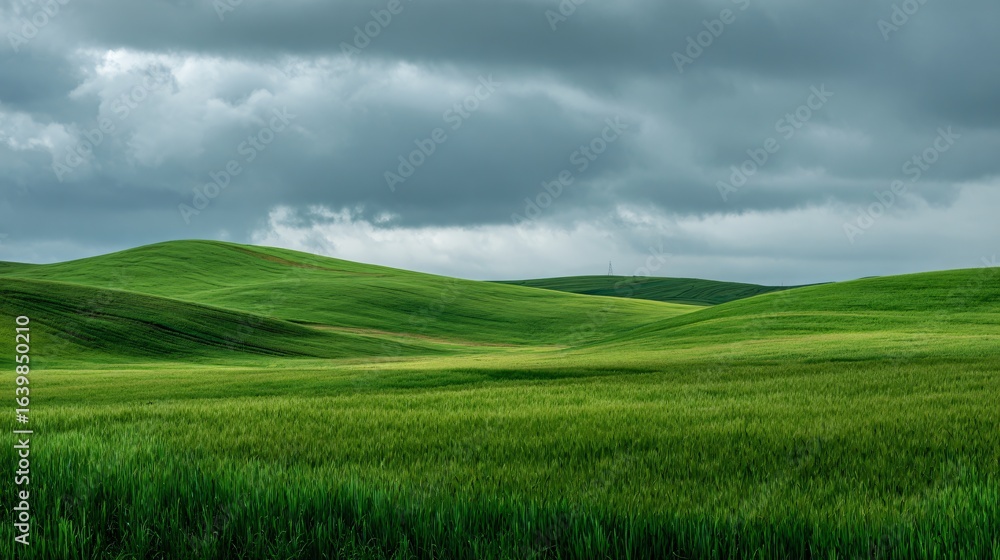 Fototapeta premium Vibrant Green Grassland Landscape Background for Designs and Projects