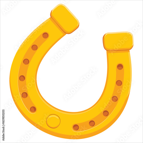 Horseshoe gold icon symbolizing luck, ideal for Saint Patrick's Day celebrations, Irish fortune themes, and flat cartoon vector casino designs