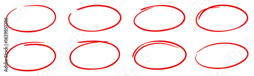 Hand drawn marker circle line set