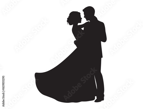 Silhouetted couple during their first dance