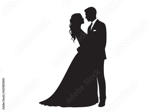Silhouetted couple during their first dance