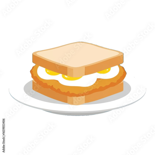 A simple sandwich with fried egg between two slices of white bread on a plate.