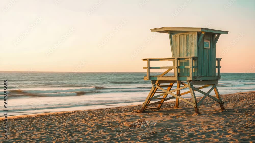 Lifeguard tower at sunset beach scenic view california summer vacation travel usa Lifeguard tower at sunset beach scenic view california summer vacation travel usa