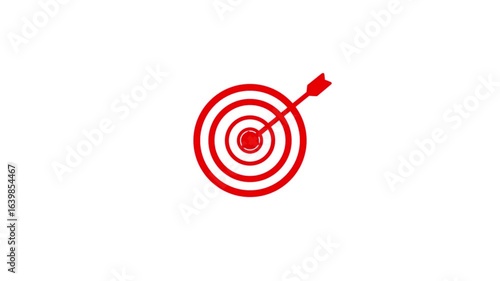 Target, Aim, Goal icons. Red color business goals achievement, target icon. 4k animation.