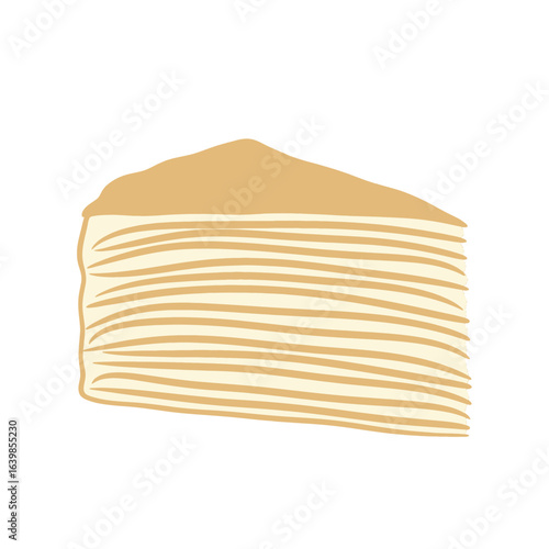 A delectable slice of layered cake, creamy, golden, and visually appealing.