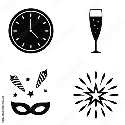 Celebration Icons clock champagne glass