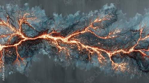 Glimmering Coral Line on Steel Surface Abstract Background