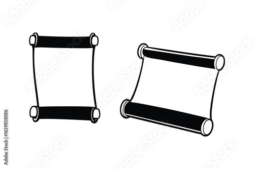 Two Ancient Scrolls with Empty Space in Silhouette Style silhouette