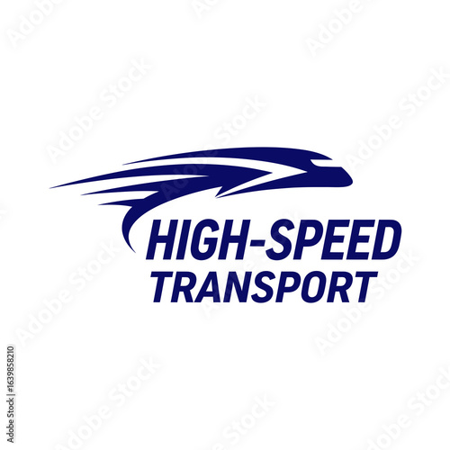 Sleek Blue HighSpeed Train Logo with Dynamic Streaks.
