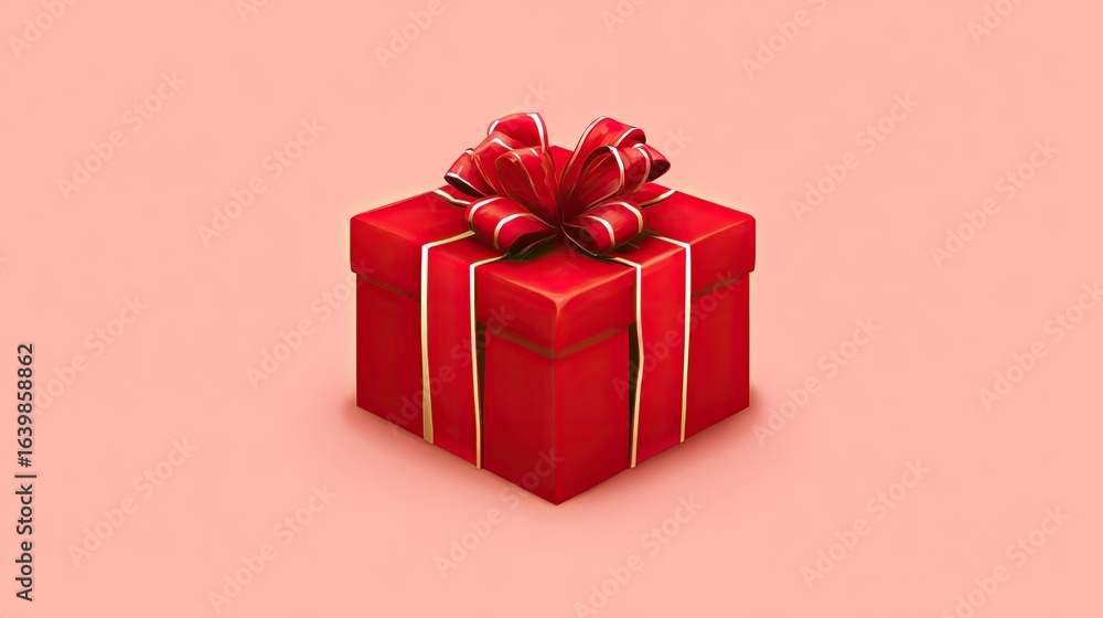 Obraz premium Red gift box with a large bow