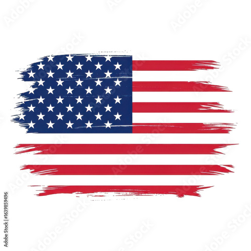 Distressed american flag isolated on transparent background