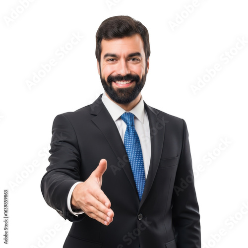Businessman offering handshake isolated on transparent background