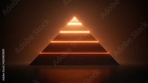 Maslow's Hierarchy of Needs visualized as a glowing pyramid with a brilliant capstone of self-actualization.