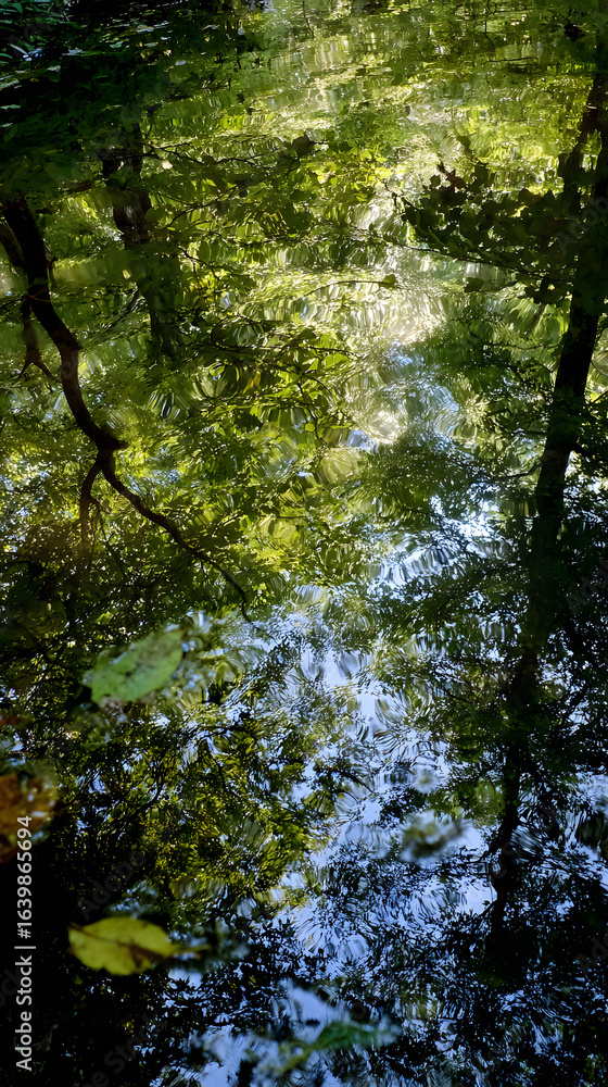 Fototapeta premium Mottled Canopy Reflected in Shallow Pool