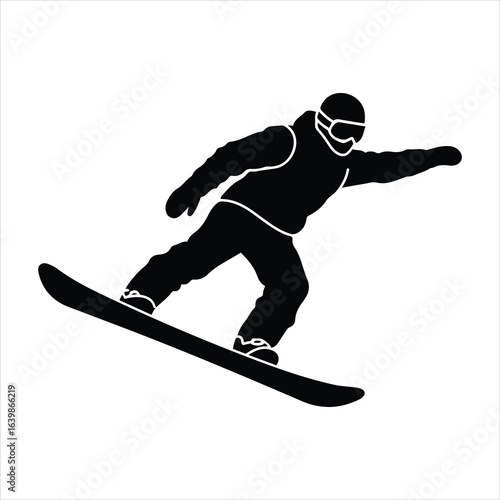 Snowboarder in action silhouette vector art