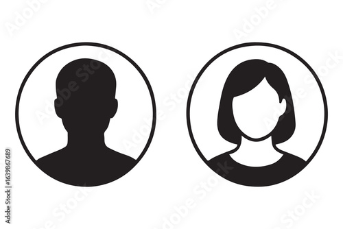 Male and Female Silhouette Icons for Profile, Gender, and Social Design