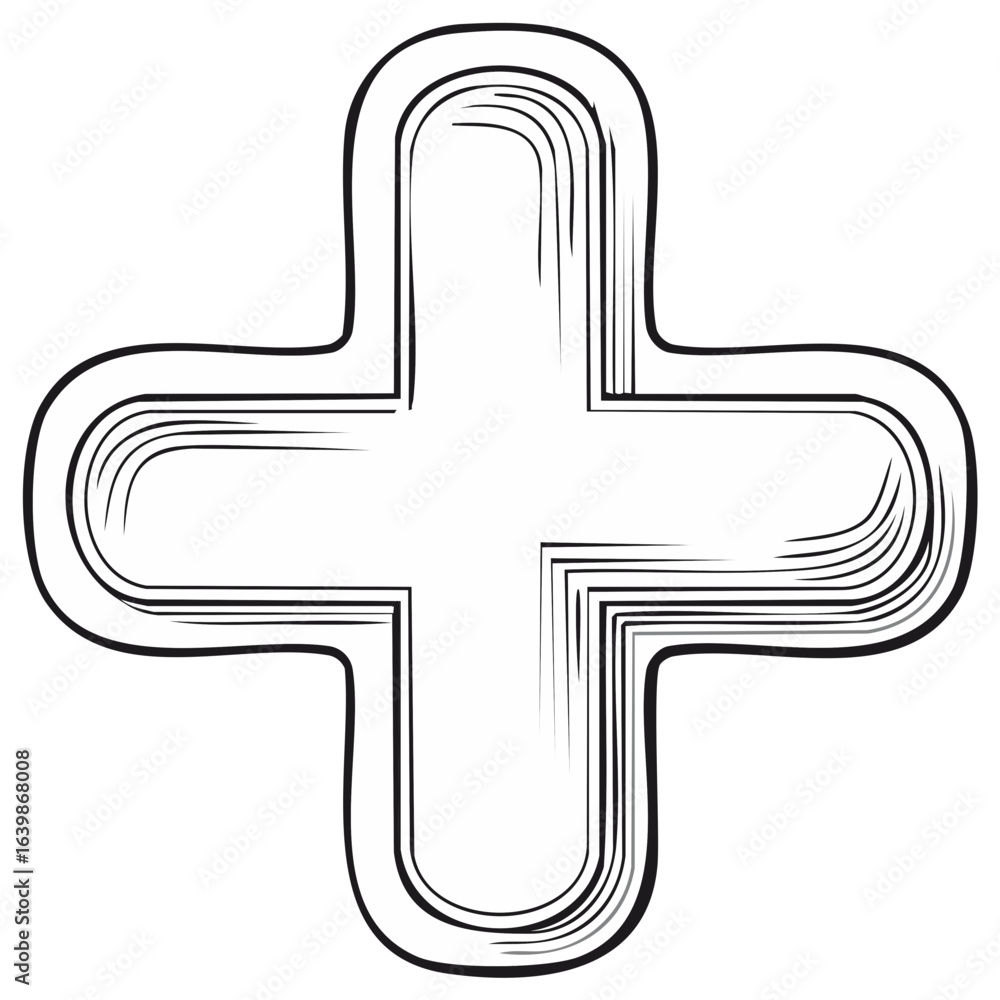 Fototapeta premium Stylized Plus Sign Illustration with Graphic Design Line Elements