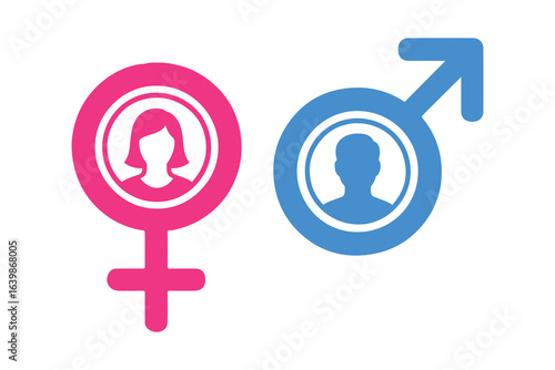 Male and Female Gender Icons for Social, Demographic, and Identity Designs