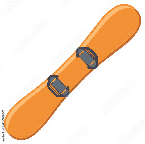 Orange Snowboard with Bindings Vector Illustration Winter Sport Equipment