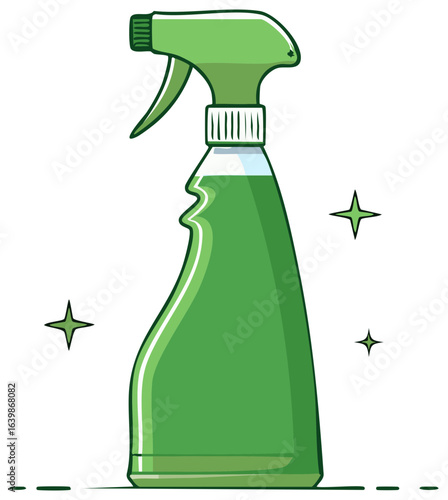 Bright green household cleaner spray bottle symbolizing freshness hygiene and sparkling cleanliness