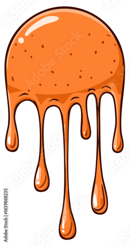 Orange Jelly Dripping Liquid Sticky Sweet Mess Cartoon Illustration